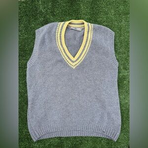 Wool House Gray and Yellow Men's Sweater Vest, Cashmere and Merino Wool size L